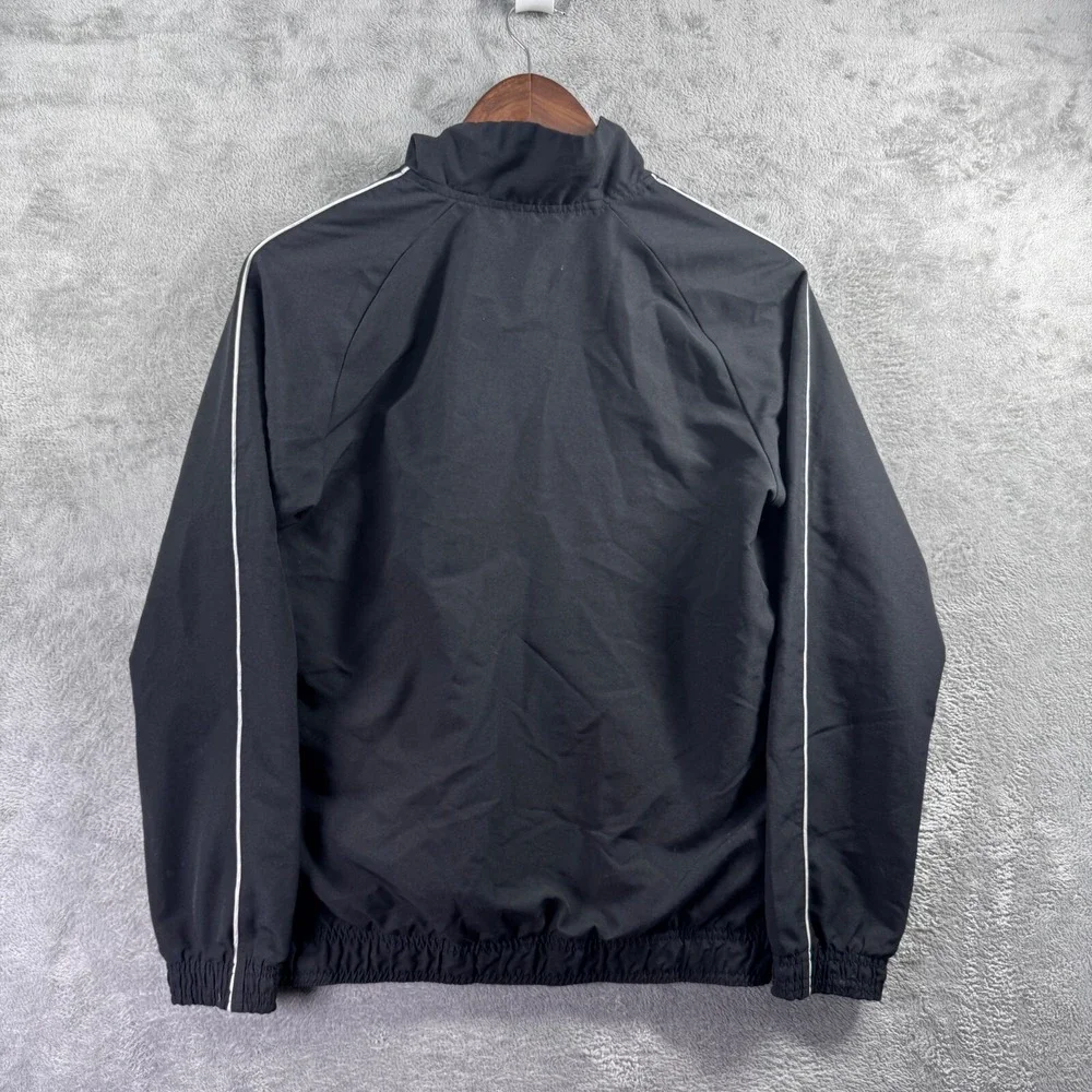 Adidas Boys Track Jacket Black Full Zip Three Stripes Youth Size M 10-12